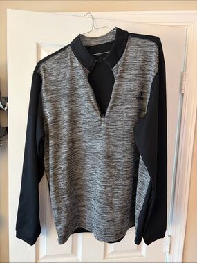 adidas Men’s Heather Gray and Black Zip-Up Pullover